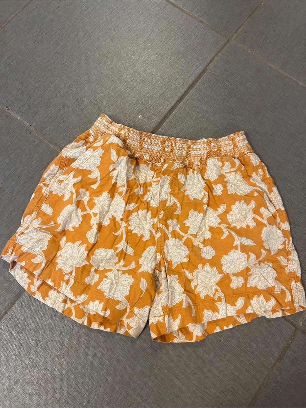 Briggs New York Orange Floral Elastic-Waist Pull-On Shorts